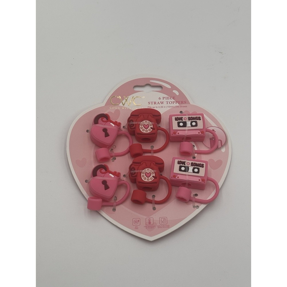 CWC 6pc Valentines Straw Toppers